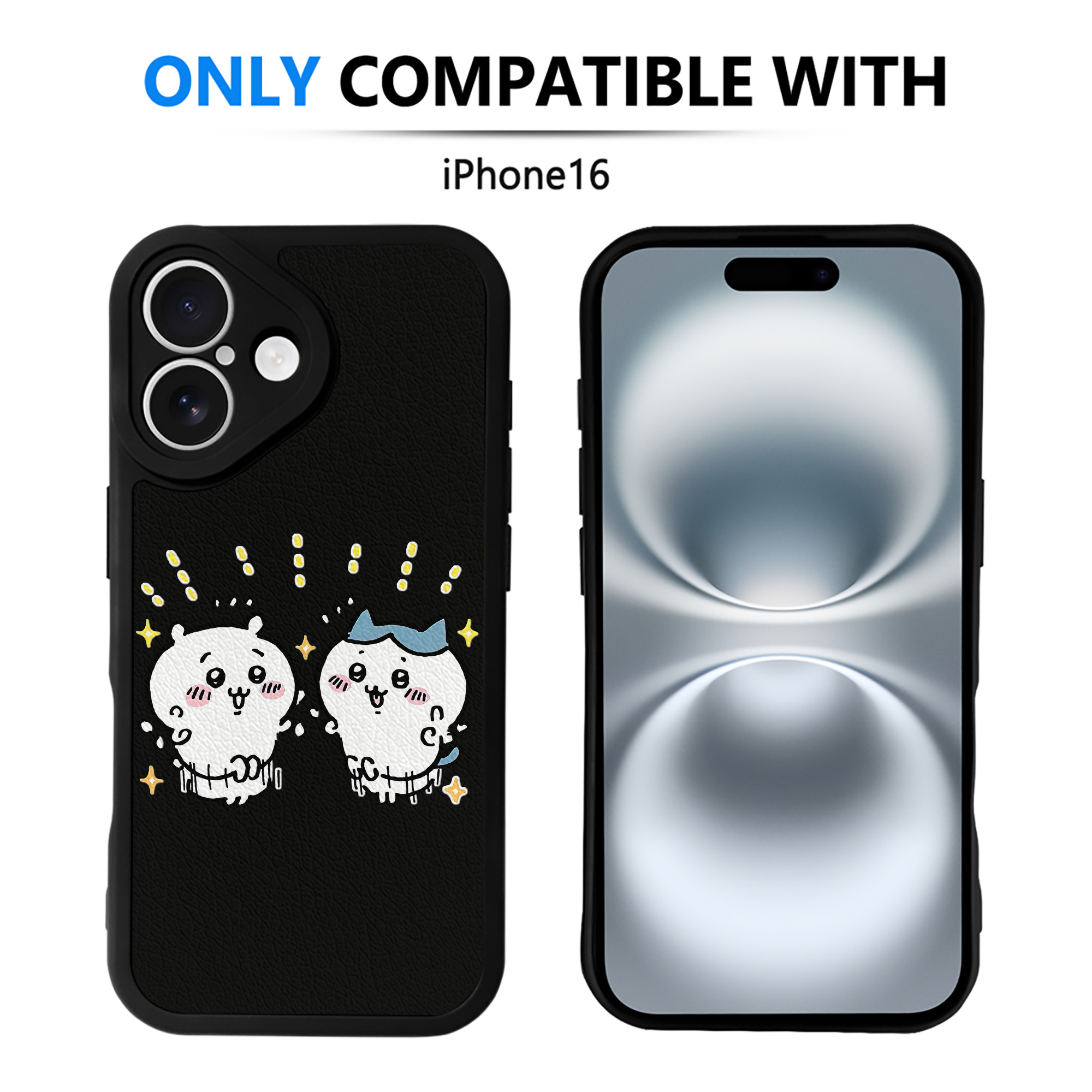 （画像用） ちいかわ ハチワレ Chii-kawa hachiware 【iPhone 16シリーズ対応】シリコンスマホケース（レザー調） 材質：シリコン